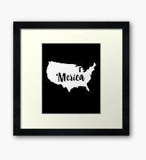 'Merica USA Map Continent Framed Print