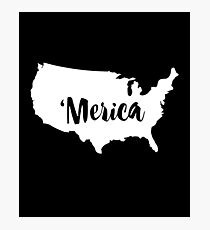 'Merica USA Map Continent Photographic Print