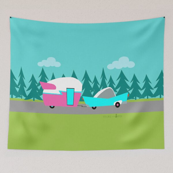 Item preview, Retro Camper / Trailer and Car  designed and sold by StrangeLilOnion.