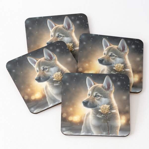 Item preview, Wolfdog Puppy And A Rose designed and sold by Nocturne  Paws.
