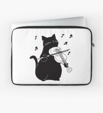 Black Cat Playing Violin Funny Musician Gift Laptop Sleeve