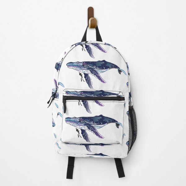 Item preview, Humpback whale and a freediver illustration art  designed and sold by zteffink.