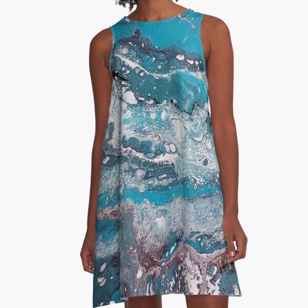 Blue lagoon, acrylic on canvas A-Line Dress