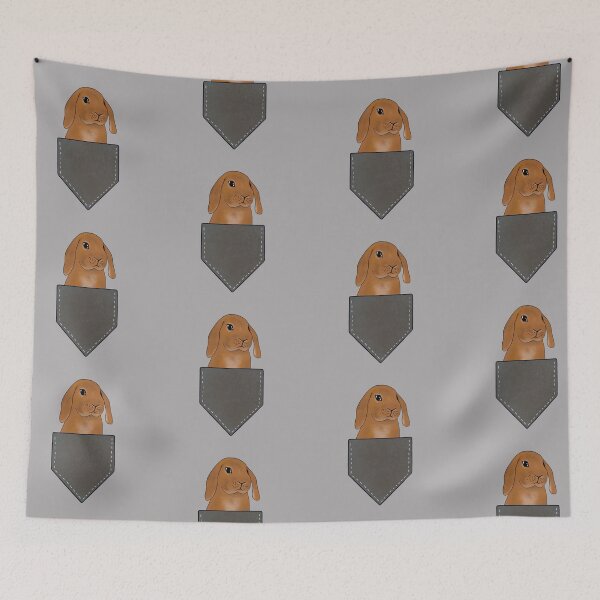 Item preview, Rabbit in Pocket | Cute Bunny Design | Rabbit in Shirt Pocket Dark Grey designed and sold by bashfulbunnies.