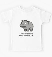 I Just Freaking Love Hippos Ok T-Shirt Funny Hippo Lovers Top Kids Tee