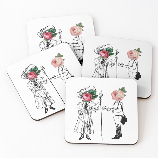 Item preview, Romantic Couple with Roses Heads Digital Collage Vintage Style Minimalist designed and sold by marie-inks.