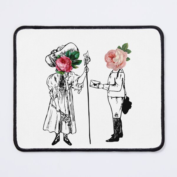 Item preview, Romantic Couple with Roses Heads Digital Collage Vintage Style Minimalist designed and sold by marie-inks.