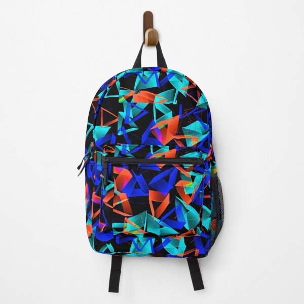 Item preview, 3D Blue Aqua and Orange Triangles on Black Abstract designed and sold by Karen Simon.