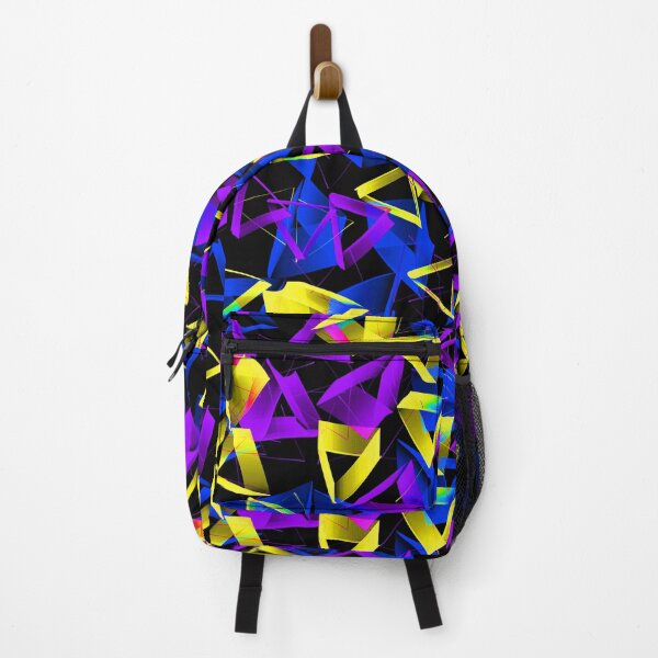 Item preview, 3D Purple Yellow BlueTriangles on Black Abstract designed and sold by Karen Simon.