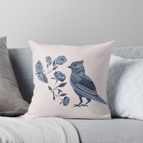 Item preview, Bird of prey with blue butterflies and flowers  designed and sold by ahahdodo.