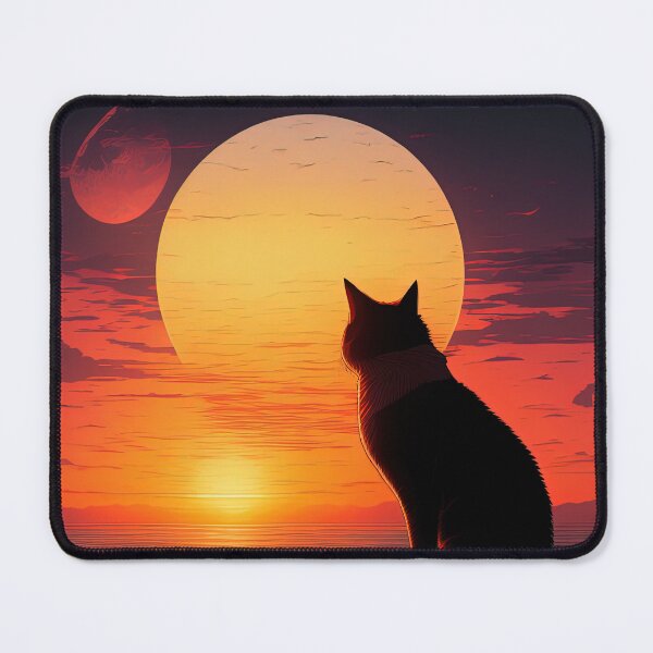 Item preview, Cat Watching Sunset Scene - Alien moons designed and sold by AmaTierra.