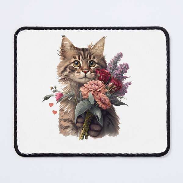 Item preview, Mainecoon cat with flowers designed and sold by klearz.