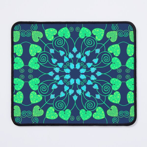 Item preview, Art nouveau aqua cyclamen on dark navy designed and sold by QuirkyCraftz.