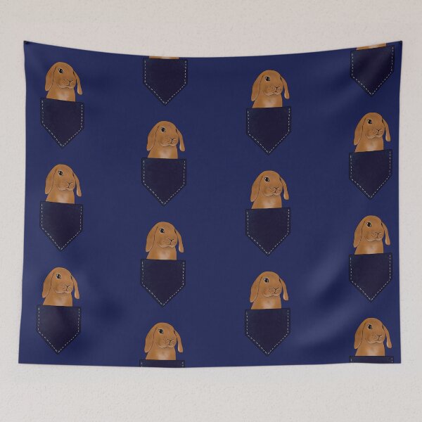 Item preview, Rabbit in Pocket | Cute Bunny Design | Rabbit in Shirt Pocket Navy designed and sold by bashfulbunnies.