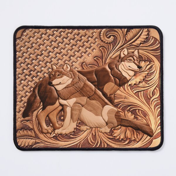 Item preview, BEAUTIFUL Wolf Wolves design in wood xylograph style designed and sold by BAYIDESIGNER.