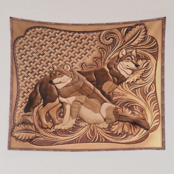 Item preview, BEAUTIFUL Wolf Wolves design in wood xylograph style designed and sold by BAYIDESIGNER.