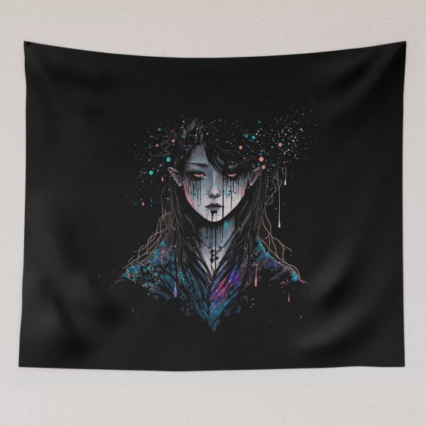 Item preview, Dark Glitter Fairy Witch - Cosmic Dark Goth Tears Japanese Art Design designed and sold by barretp27.