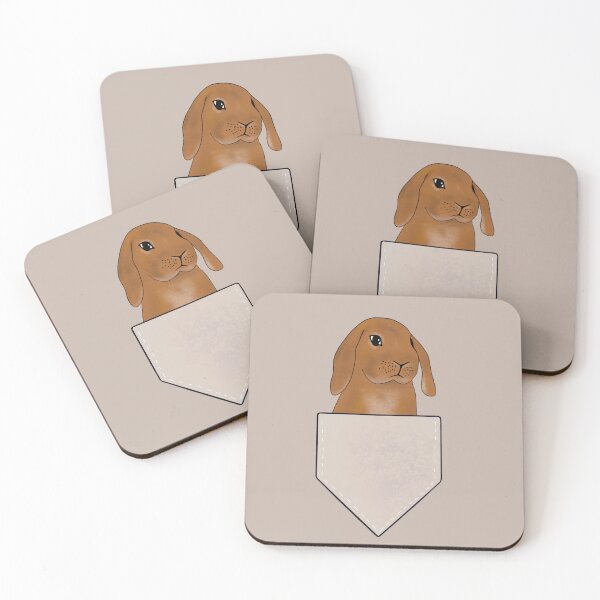 Item preview, Rabbit in Pocket | Cute Bunny Design | Rabbit in Shirt Pocket Beige designed and sold by bashfulbunnies.