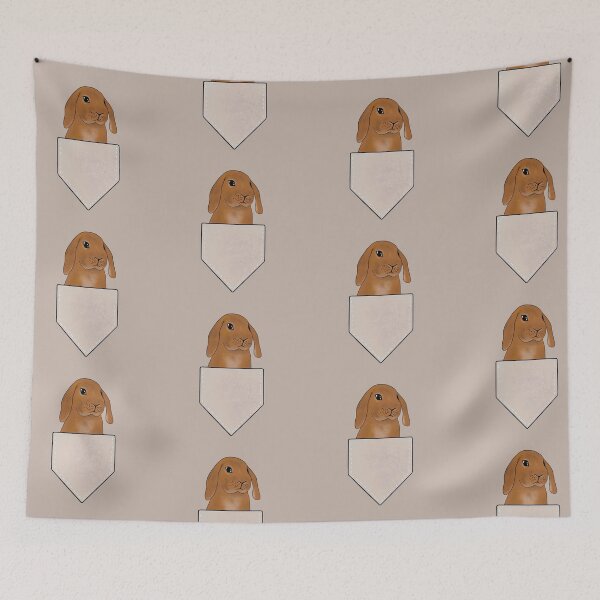 Item preview, Rabbit in Pocket | Cute Bunny Design | Rabbit in Shirt Pocket Beige designed and sold by bashfulbunnies.