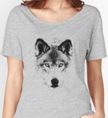 Wolf Face. Digital Wildlife Image. Women's Relaxed Fit T-Shirt