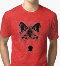Wolf Face. Digital Wildlife Image. Tri-blend T-Shirt