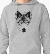 Wolf Face. Digital Wildlife Image. Pullover Hoodie