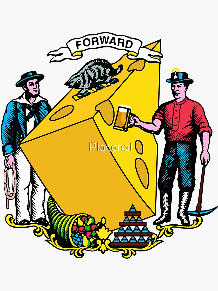 "Wisconsin Cheese State Flag" Sticker for Sale by Placenal Redbubble
