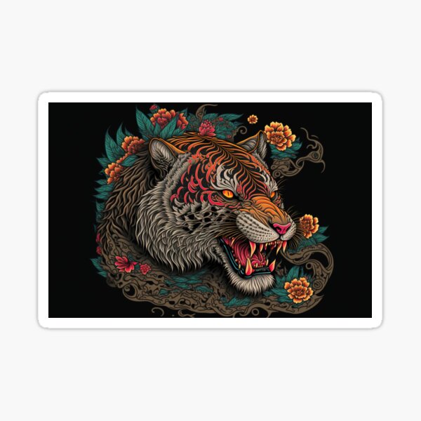 Traditional Chinese Tiger Tattoo Art Drawing 016 Sticker for Sale by  hkerstyle  Redbubble