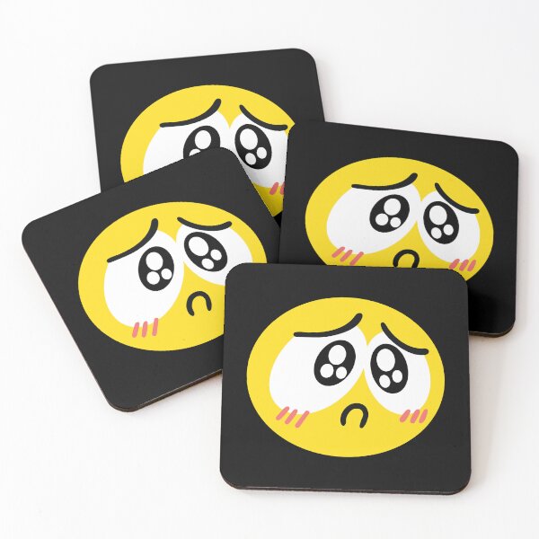 Item preview, Blushing Anxious Emoji - Pleading Nervous Frowning designed and sold by UncutJorts.