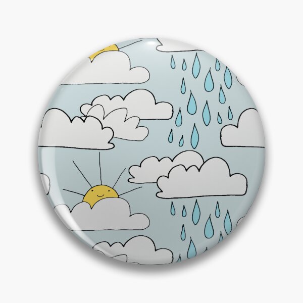 Item preview, Cute Kawaii Sunshine with Clouds and Raindrops Pattern Illustration designed and sold by ErinReneTaylor.