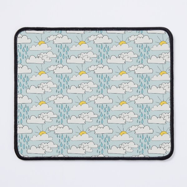 Item preview, Cute Kawaii Sunshine with Clouds and Raindrops Pattern Illustration designed and sold by ErinReneTaylor.