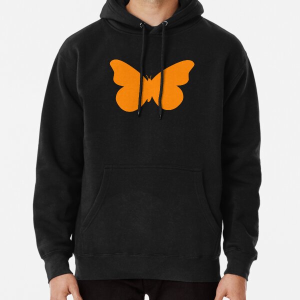 Orange Butterflies On Black Background Pullover Hoodie for Sale by perry200