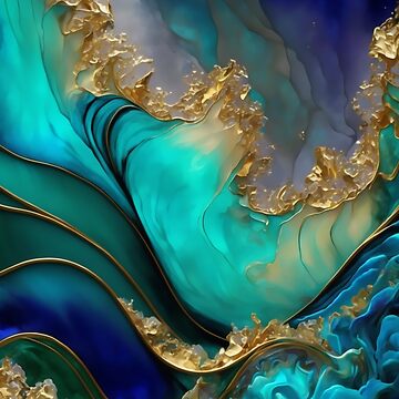 Artwork thumbnail, Golden Waves Abstract by Orianah