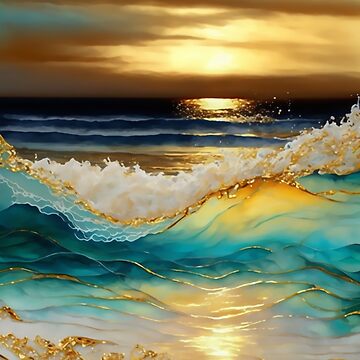 Artwork thumbnail, Golden Waves Abstract by Orianah
