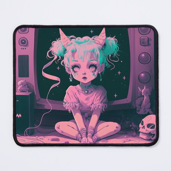 Steampunk Pastel Goth Yami Kawaii Anime Girl Creepy Menhera Mousepad