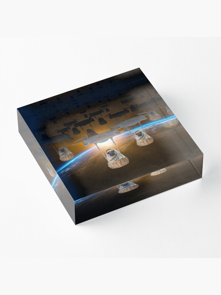 Alternate view of Pugvasion Alien Invasion by Drone Acrylic Block
