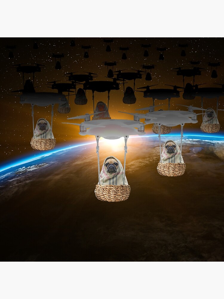 Pugvasion Alien Invasion by Drone by podartist