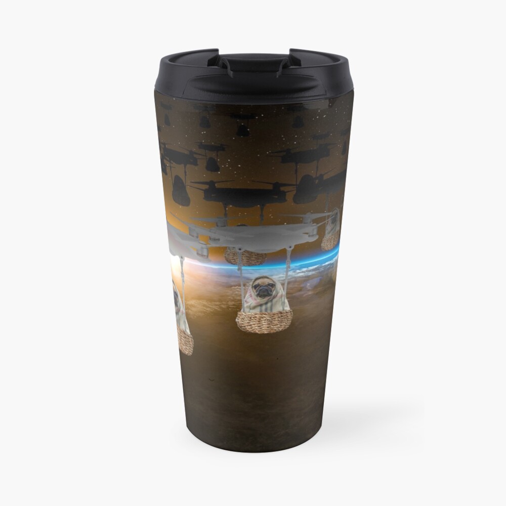 Pugvasion Alien Invasion by Drone Travel Mug