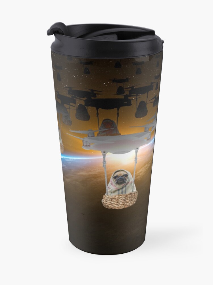 Alternate view of Pugvasion Alien Invasion by Drone Travel Mug