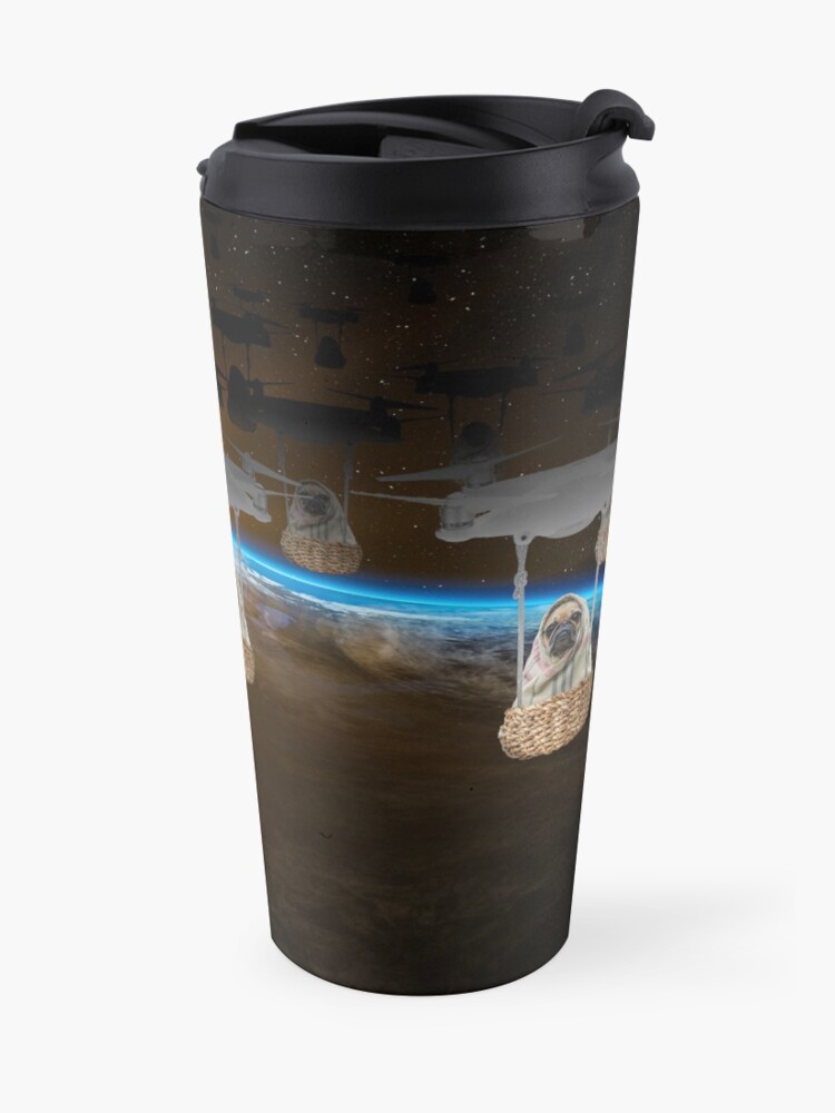 Alternate view of Pugvasion Alien Invasion by Drone Travel Mug