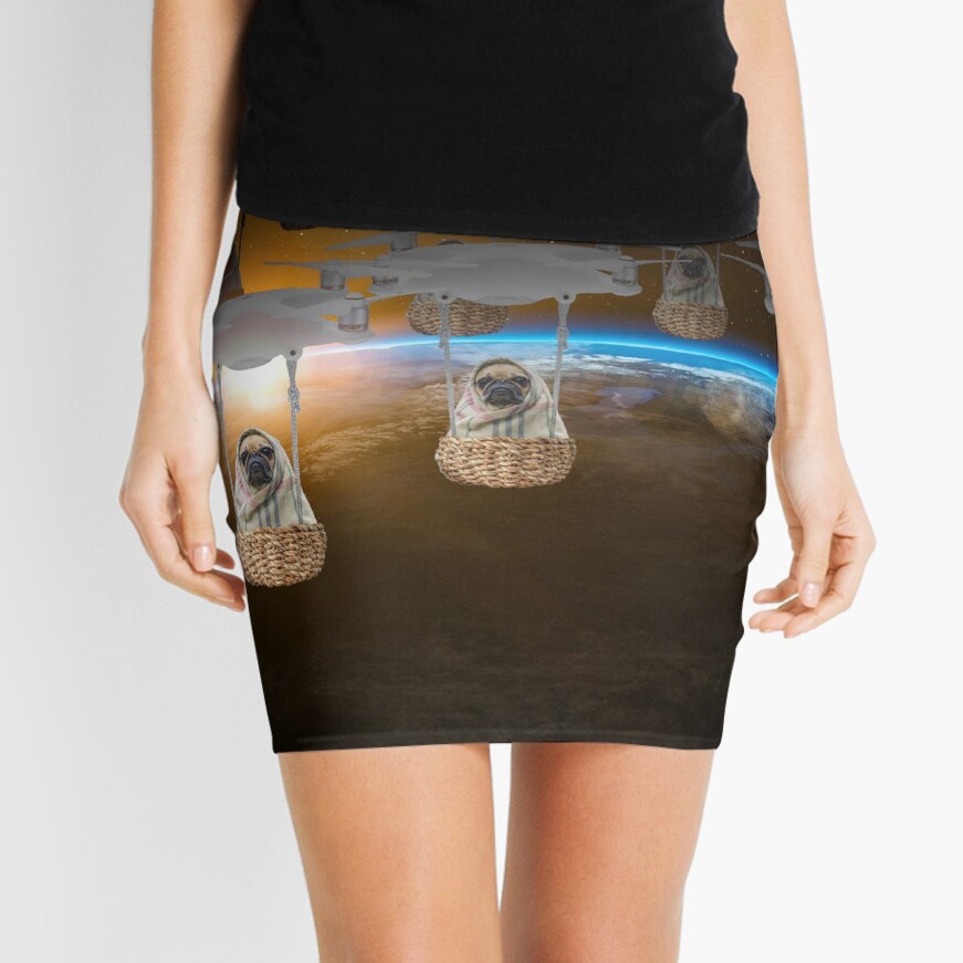 Pugvasion Alien Invasion by Drone Mini Skirt