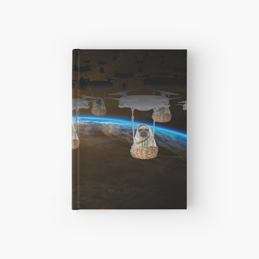 Pugvasion Alien Invasion by Drone Hardcover Journal
