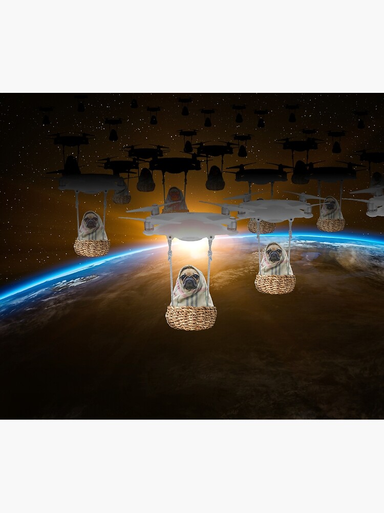Pugvasion Alien Invasion by Drone by podartist