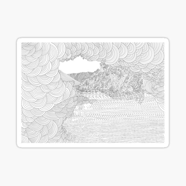 Rydal Caves from the Rydal Water Adult Colouring Book of the Lake District Sticker