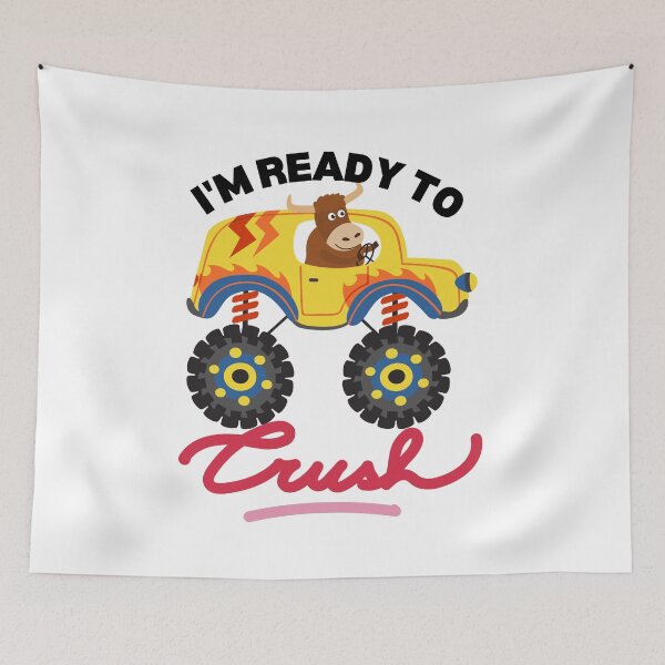 Item preview, Kids I Crush Hearts Monster Truck Toddler Boys Valentines| Kids Valentines Day Monster Truck Boys Toddler I'm ready to crush| Buffalo riding monster truck designed and sold by droolingdreams.