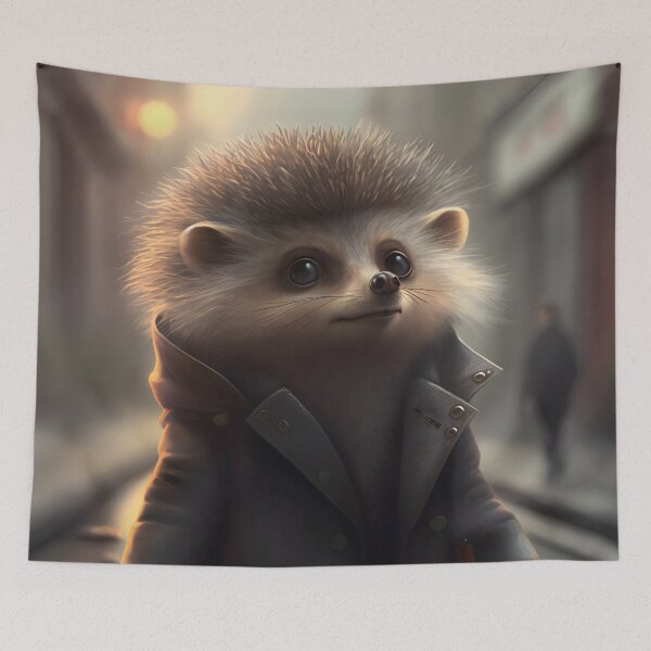 Item preview, Sunny Smiles: A Cute Fluffy Barbed Hedgehog's Stroll Down the Street designed and sold by Digital-Dreamer.
