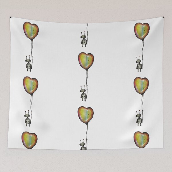 Item preview, Robot With Heart Balloon designed and sold by hunnyworks-.