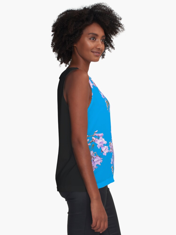 Thumbnail 2 of 6, Sleeveless Top, Jacaranda Floating Flowers designed and sold by Andrew Ballard.