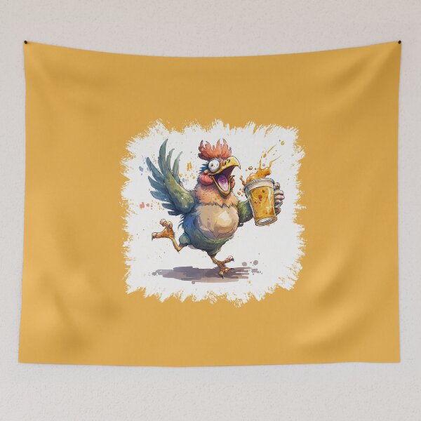 Item preview, Wild Chicken Party While Holding a Pint of Beer designed and sold by Jarmo Piironen.