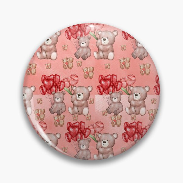 Item preview, Teddy Bear Valentine's Day Seamless Pattern on Red Watercolor Background Teddy Bear Holding the Red Balloons. designed and sold by Apkdesigner.